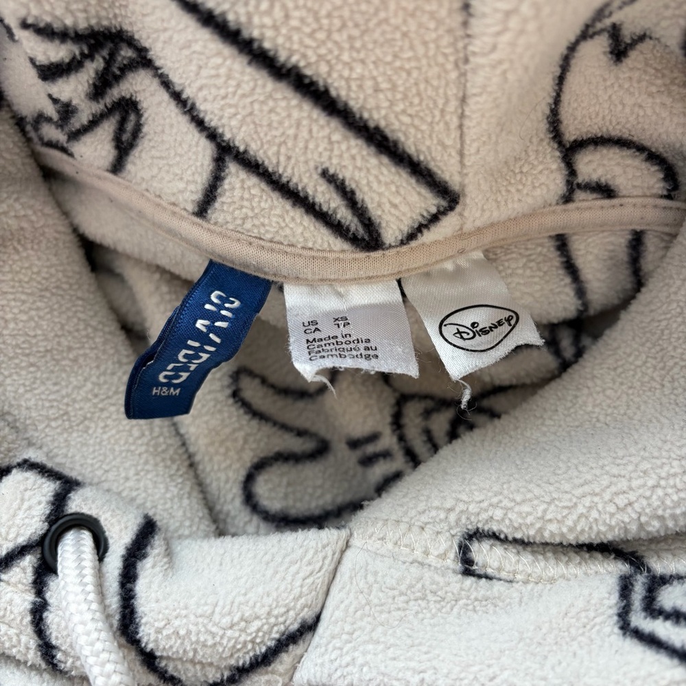 H&M Disney Wizard Mickey‎ Mouse Cream Fleece Hoodie XS - Picture 14 of 15
